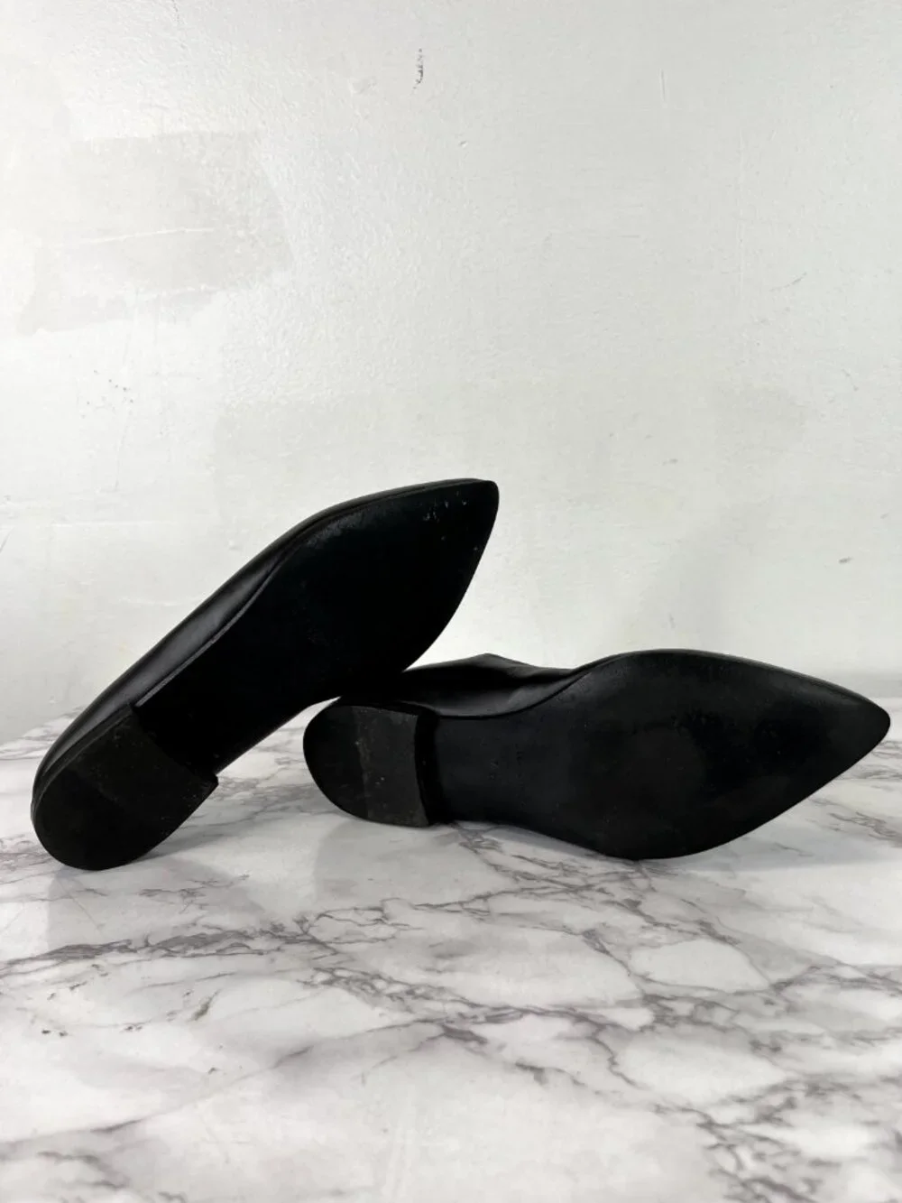 Everlane Womens The Modern Point Flat Black Leather Sz 10